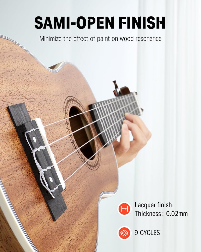 Donner Concert Ukulele Beginner Kit 23 inch Ukelele Mahogany Wood with Free Online Lesson Gig Bag Strap Nylon String Tuner Picks Ukalalee Yukalalee Bundle Pack DUC-200 - Image 5